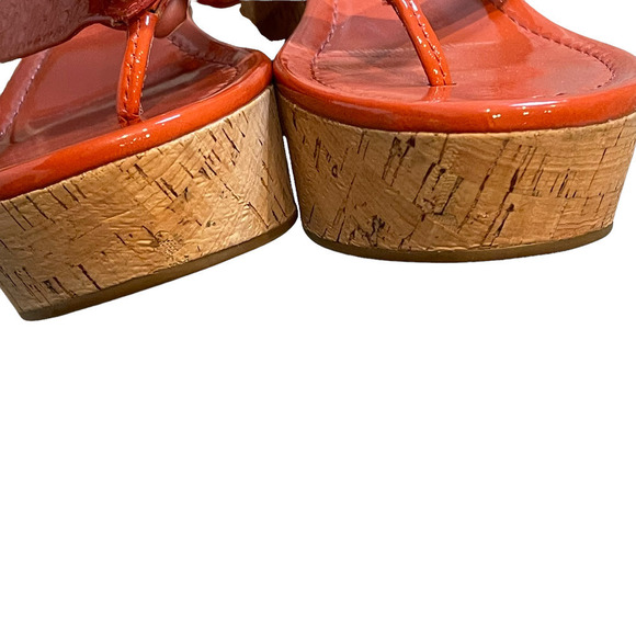 Coach Jorgina Embossed Tulip Patent Wedge Thong Sandals Size 7B - Picture 8 of 12